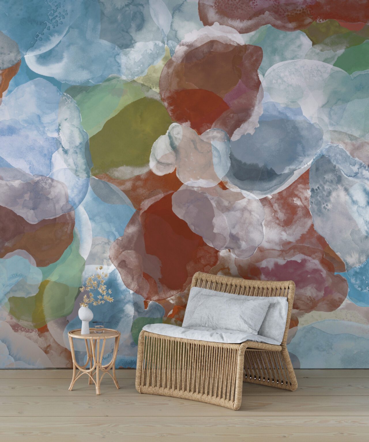 Calico Wallpaper in multi-color floral