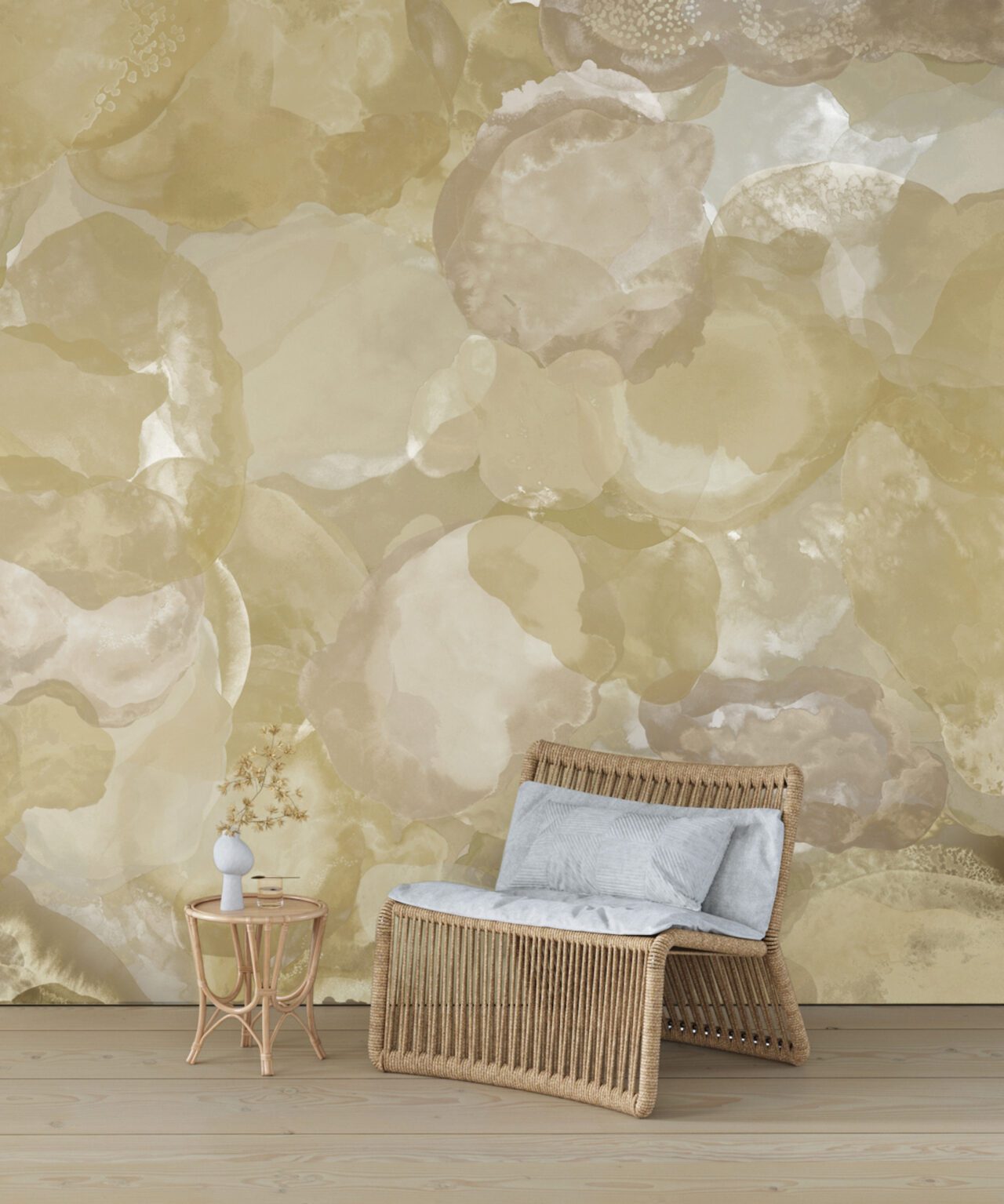 Calico Wallpaper in gold floral