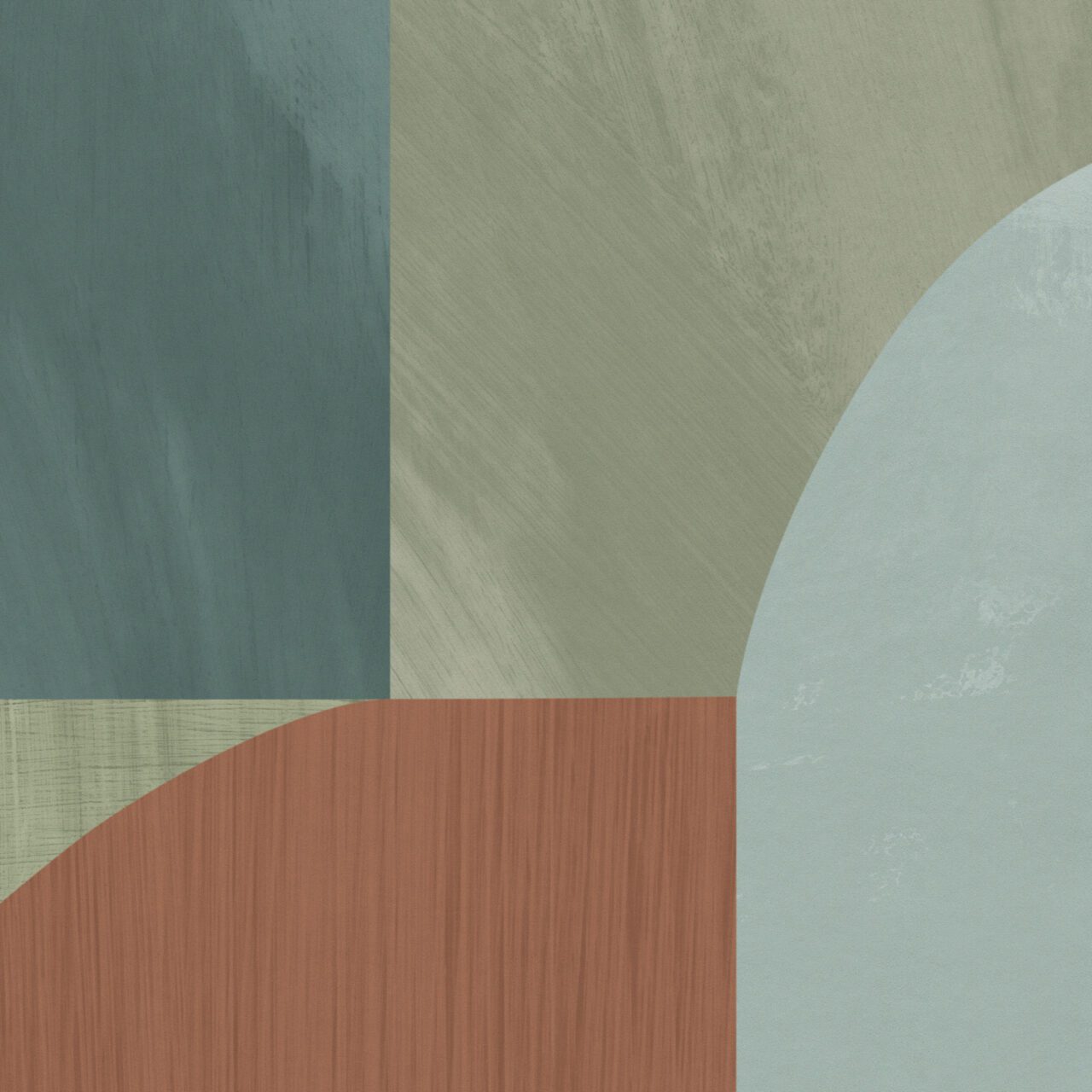 dark green, light green and rust colors
