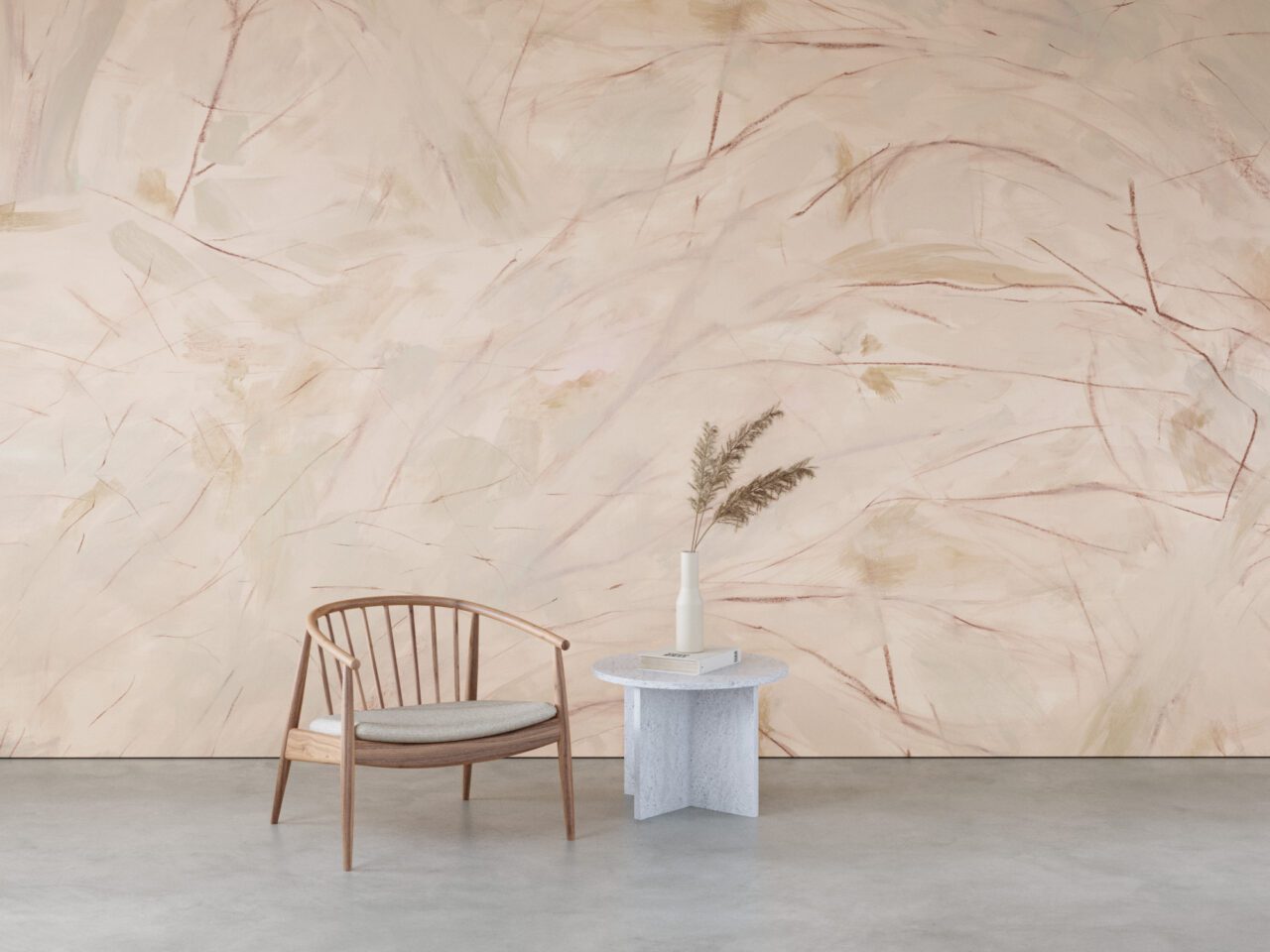 pink, cream and tan wallpaper mural